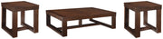Watson Coffee Table with 2 End Tables in Dark Brown from Ashley - Luna Furniture