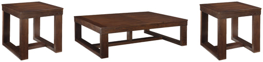 Watson Coffee Table with 2 End Tables in Dark Brown from Ashley - Luna Furniture