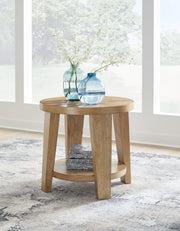 Kristiland Coffee Table with 2 End Tables in Light Brown from Ashley - Luna Furniture