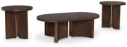 Korestone Dark Brown Coffee Table and 2 End Tables from Ashley - Luna Furniture