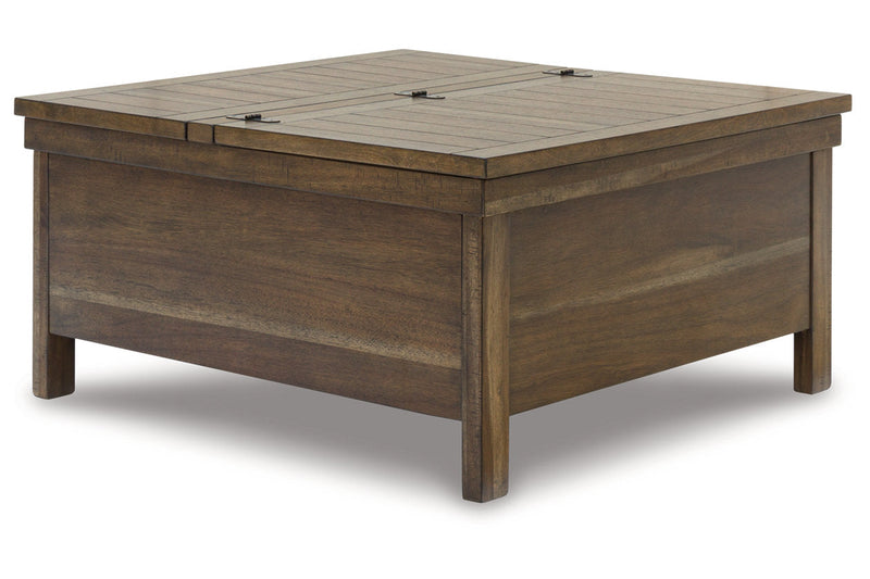 Moriville Grayish Brown Lift-top Coffee Table and 2 Chairside End Tables -  Ashley - Luna Furniture