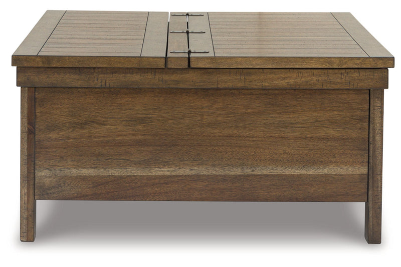 Moriville Grayish Brown Lift-top Coffee Table and 2 Chairside End Tables -  Ashley - Luna Furniture