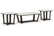 Fostead White/Espresso Coffee Table and 2 Ends -  Ashley - Luna Furniture