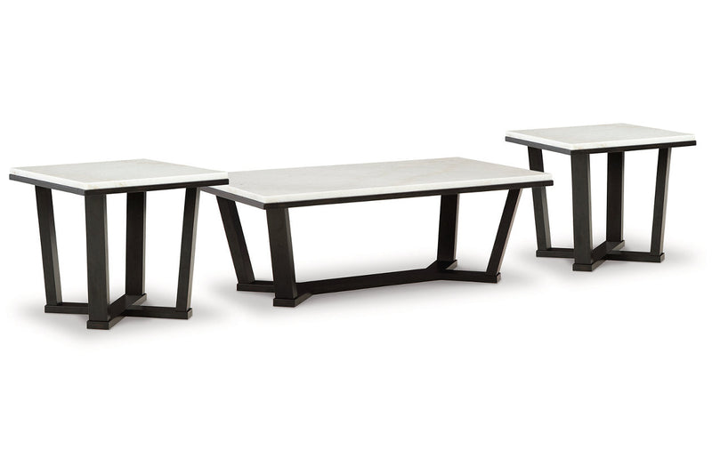 Fostead White/Espresso Coffee Table and 2 Ends -  Ashley - Luna Furniture