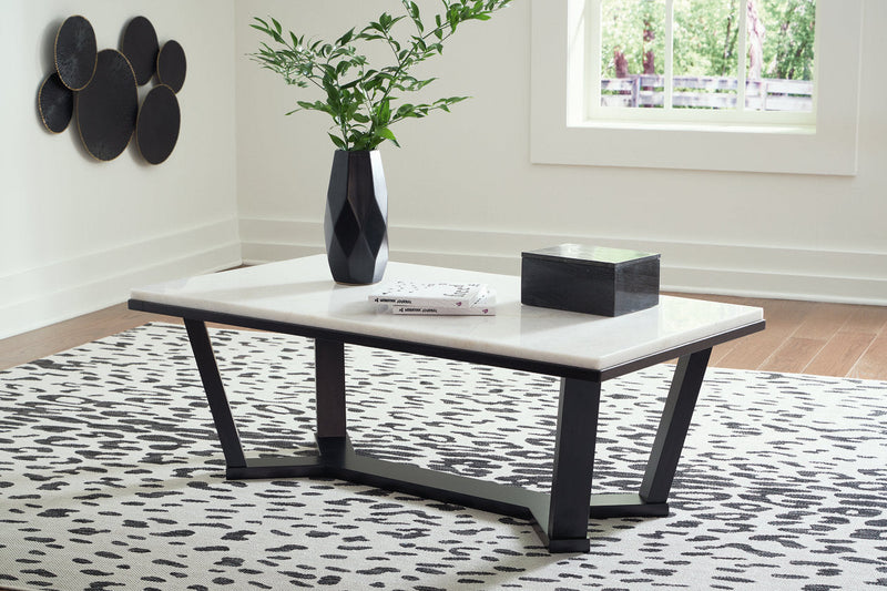 Fostead White/Espresso Coffee Table and 2 Ends -  Ashley - Luna Furniture