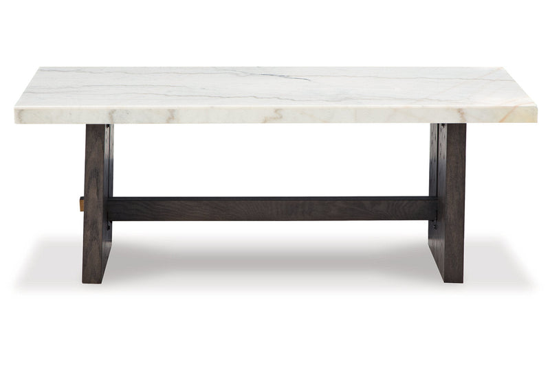 Burkhaus White/Dark Brown Coffee Table and 2 Ends -  Ashley - Luna Furniture