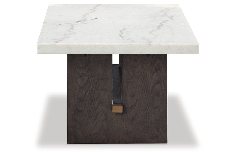 Burkhaus White/Dark Brown Coffee Table and 2 Ends -  Ashley - Luna Furniture