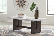 Burkhaus White/Dark Brown Coffee Table and 2 Ends -  Ashley - Luna Furniture