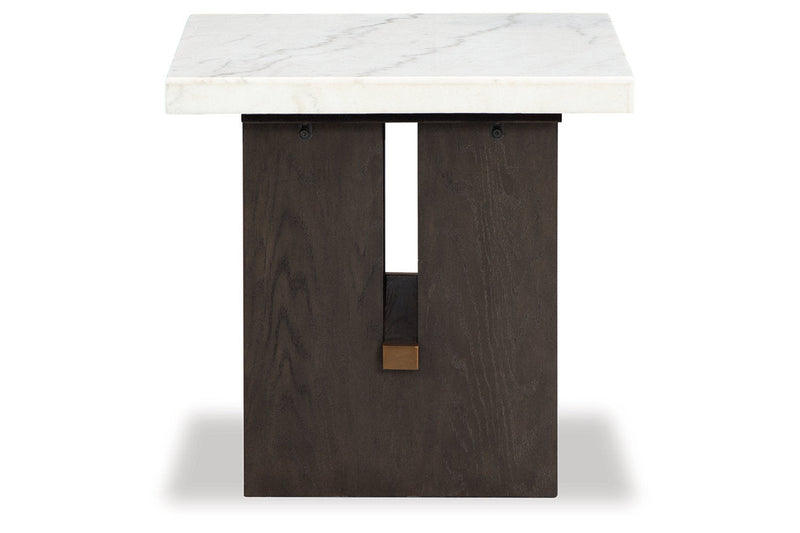 Burkhaus White/Dark Brown Coffee Table and 2 Ends -  Ashley - Luna Furniture