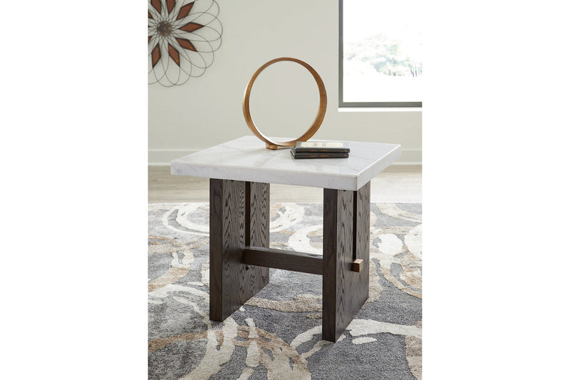 Burkhaus White/Dark Brown Coffee Table and 2 Ends -  Ashley - Luna Furniture