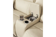 Double Deal Almond 2-Piece Power Reclining Loveseat Sectional with Console -  Ashley - Luna Furniture