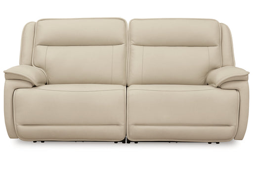 Double Deal Almond 2-Piece Power Reclining Loveseat Sectional -  Ashley - Luna Furniture