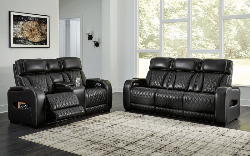 Boyington Black Power Reclining Sofa and Loveseat from Ashley - Luna Furniture