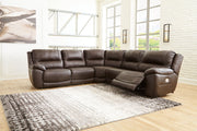 Dunleith Chocolate 5-Piece Power Reclining Sectional -  Ashley - Luna Furniture