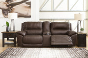 Dunleith Chocolate 3-Piece Power Reclining Loveseat with Console -  Ashley - Luna Furniture