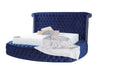 Glamour Velvet Navy King Storage Platform Bed - Luna Furniture