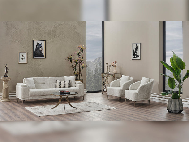 Abant 3-pieces (Sofa & Loveseat & Chair) Livingroom in Cream - 200-SER-ABA-PINAR21-321