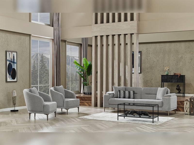 Abant 3-pieces (Sofa & Loveseat & Chair) Livingroom in Light Grey - 200-SER-ABA-PINAR17-321
