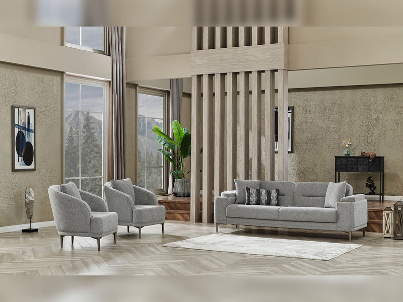 Abant 3-pieces (Sofa & Loveseat & Chair) Livingroom in Light Grey - 200-SER-ABA-PINAR17-321