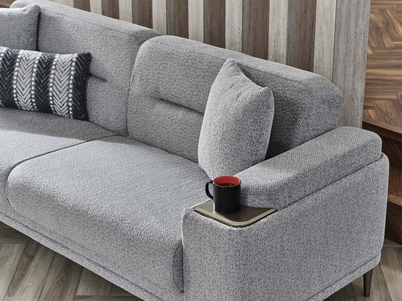 Abant 3-pieces (Sofa & Loveseat & Chair) Livingroom in Light Grey - 200-SER-ABA-PINAR17-321