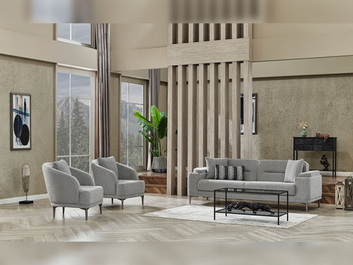 Abant 3-pieces (Sofa & Loveseat & Chair) Livingroom in Light Grey - 200-SER-ABA-PINAR17-321