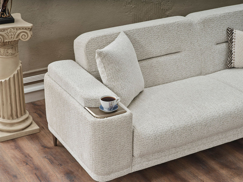Abant 3-pieces (Sofa & Loveseat & Chair) Livingroom in Light Grey - 200-SER-ABA-PINAR17-321