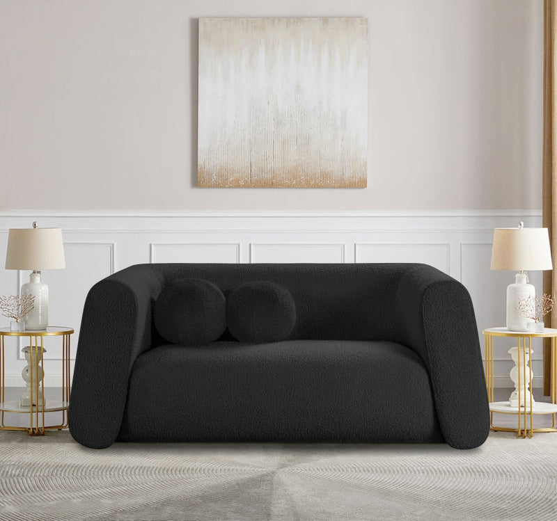Abbington 70" Boucle Fabric Upholstered Loveseat in Black - 113Black-L