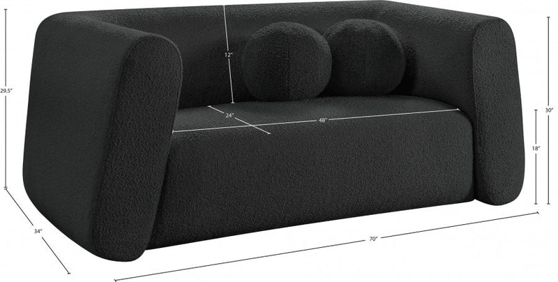 Abbington 70" Boucle Fabric Upholstered Loveseat in Black - 113Black-L