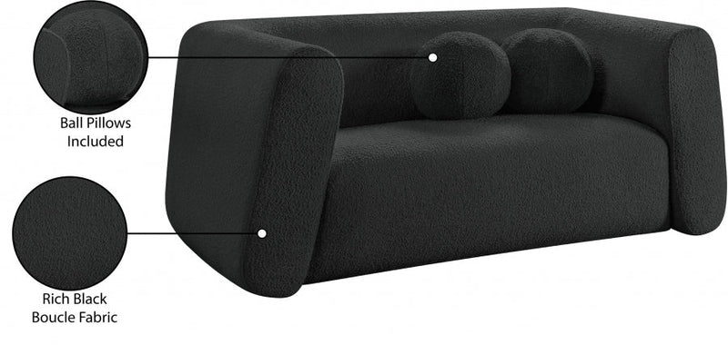 Abbington 70" Boucle Fabric Upholstered Loveseat in Black - 113Black-L