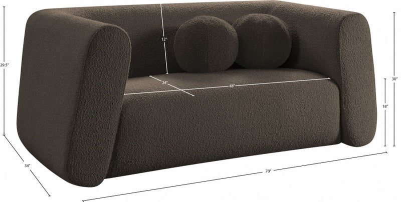 Abbington 70" Boucle Fabric Upholstered Loveseat in Brown - 113Brown-L