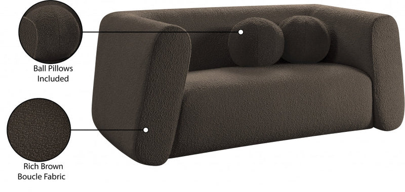 Abbington 70" Boucle Fabric Upholstered Loveseat in Brown - 113Brown-L