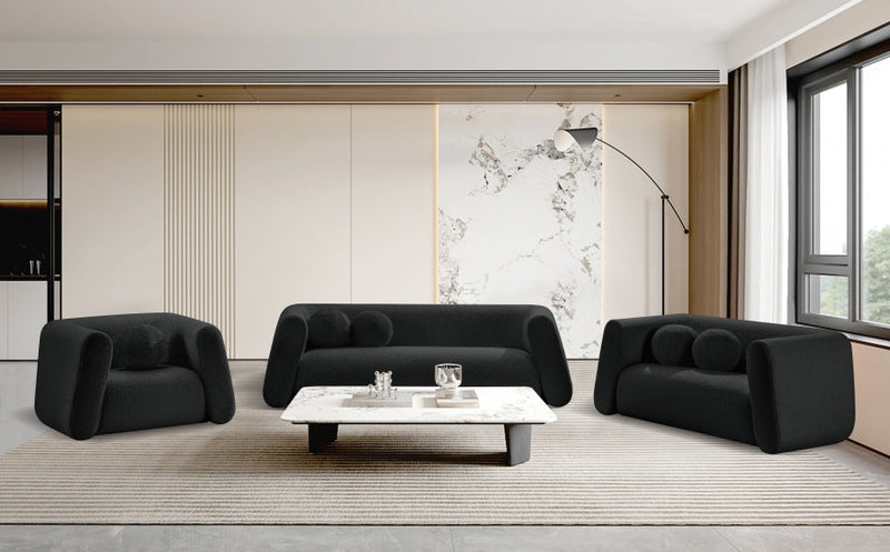 Abbington 91" Boucle Fabric Upholstered Sofa in Black - 113Black-S