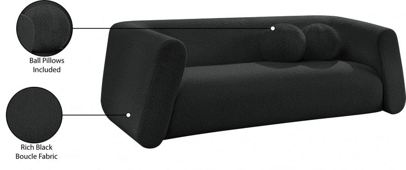 Abbington 91" Boucle Fabric Upholstered Sofa in Black - 113Black-S