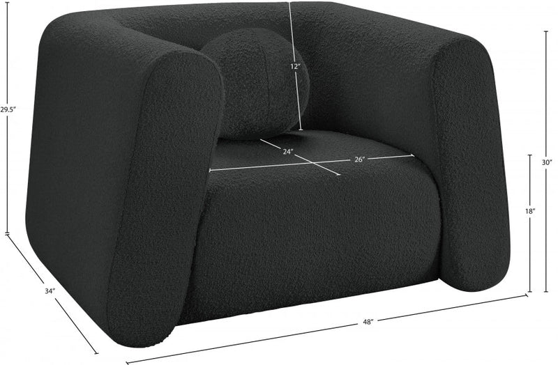Abbington Boucle Fabric Upholstered Chair in Black - 113Black-C
