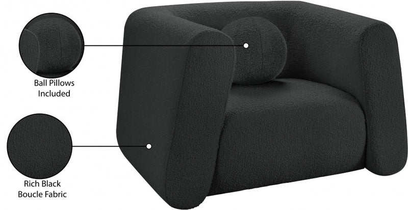 Abbington Boucle Fabric Upholstered Chair in Black - 113Black-C