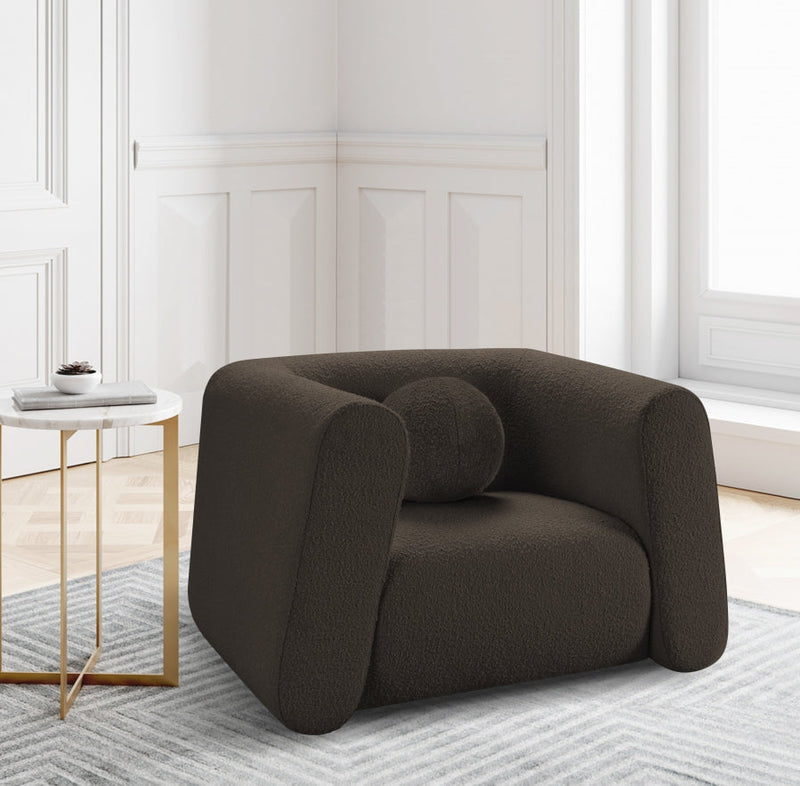 Abbington Boucle Fabric Upholstered Chair in Brown - 113Brown-C