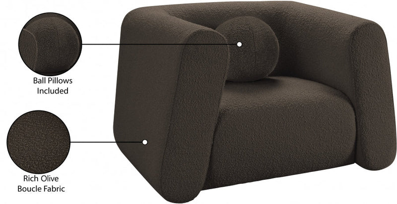 Abbington Boucle Fabric Upholstered Chair in Brown - 113Brown-C