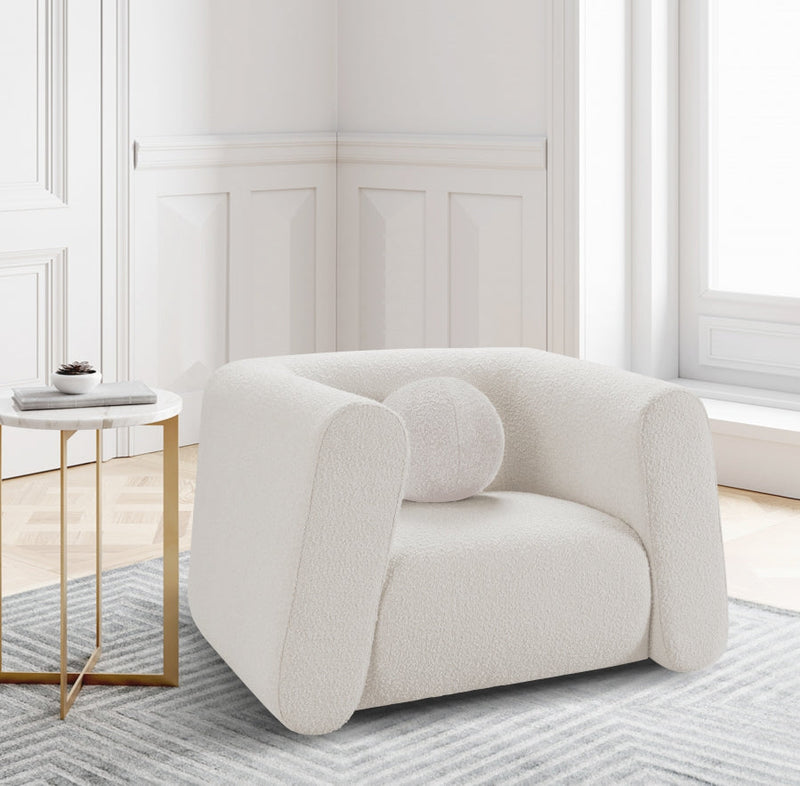 Abbington Boucle Fabric Upholstered Chair in Cream - 113Cream-C