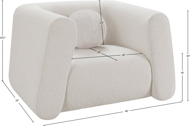 Abbington Boucle Fabric Upholstered Chair in Cream - 113Cream-C