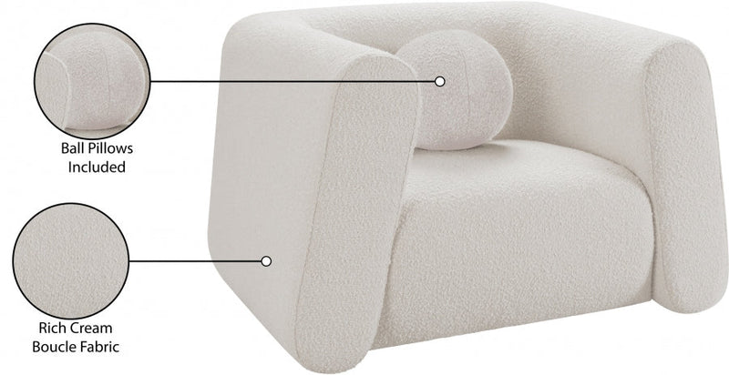 Abbington Boucle Fabric Upholstered Chair in Cream - 113Cream-C