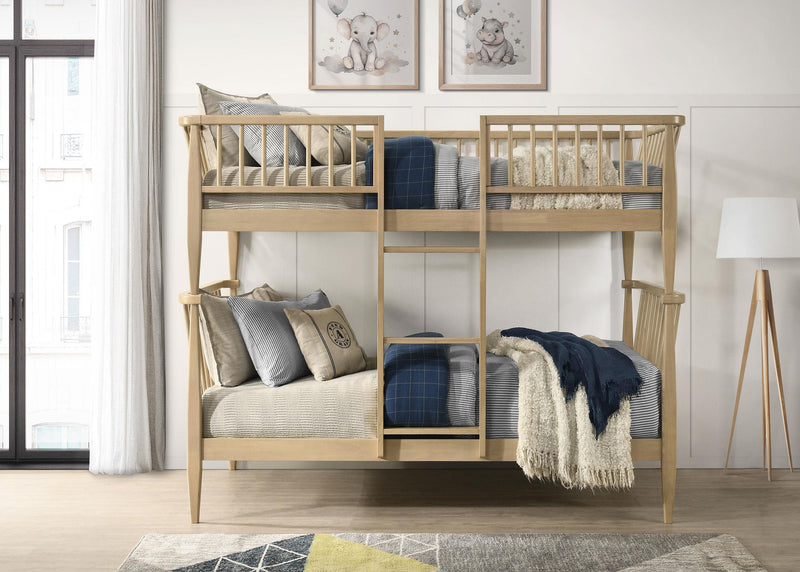 Abram Windsor Twin Over Twin Wood Bunk Bed with Ladder Almond - 460061T