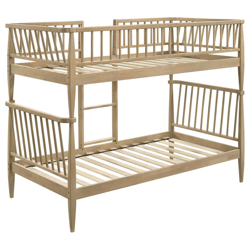Abram Windsor Twin Over Twin Wood Bunk Bed with Ladder Almond - 460061T