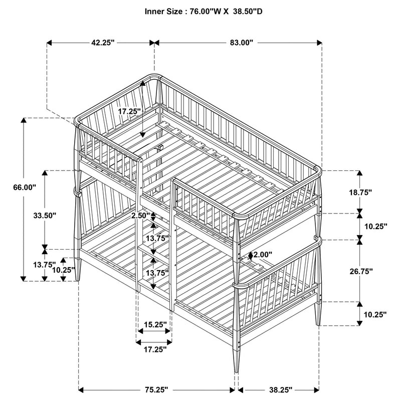 Abram Windsor Twin Over Twin Wood Bunk Bed with Ladder Almond - 460061T