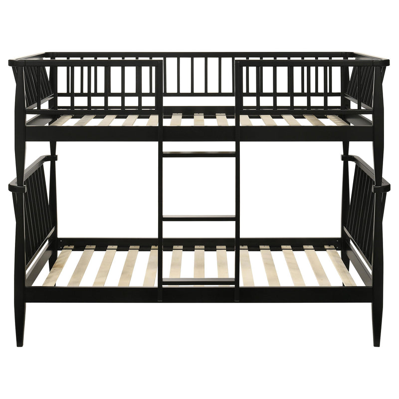 Abram Windsor Twin Over Twin Wood Bunk Bed with Ladder Black - 460061BLKT