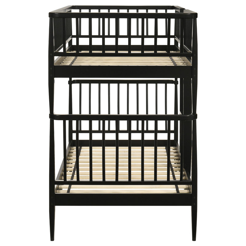 Abram Windsor Twin Over Twin Wood Bunk Bed with Ladder Black - 460061BLKT