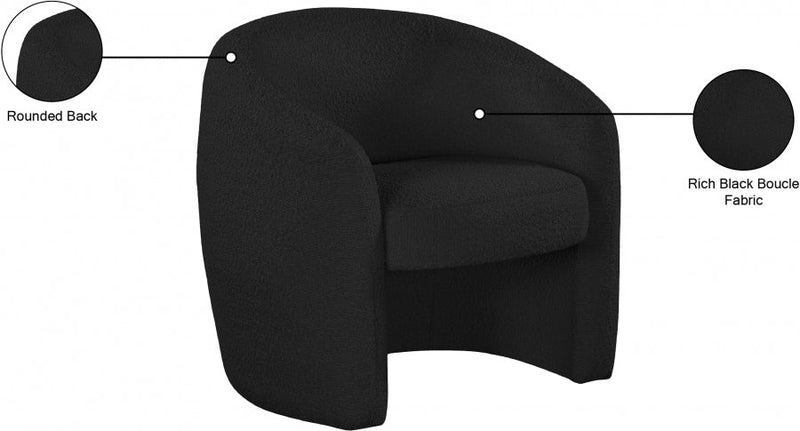 Acadia Boucle Fabric Upholstered Accent Chair in Black - 543Black