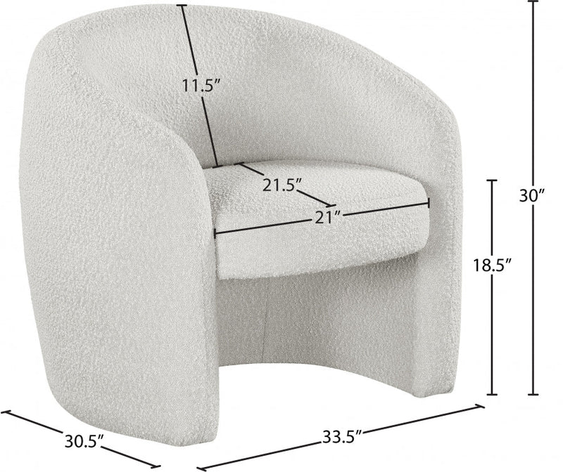 Acadia Boucle Fabric Upholstered Accent Chair in Cream - 543Cream