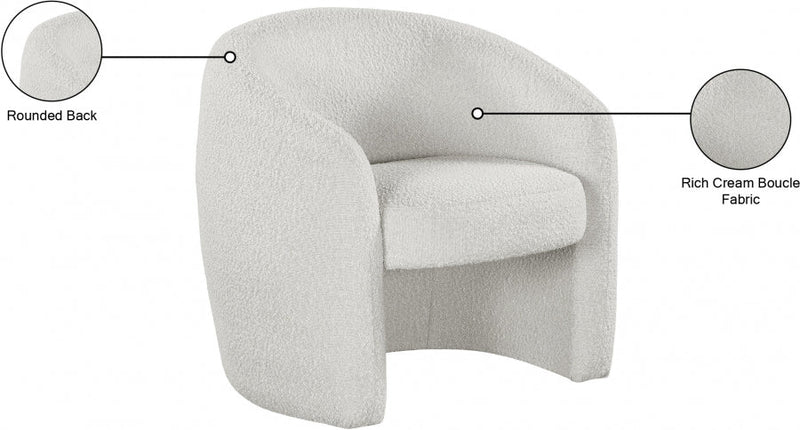 Acadia Boucle Fabric Upholstered Accent Chair in Cream - 543Cream