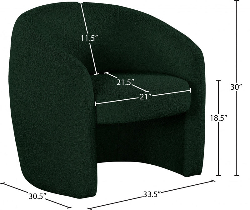 Acadia Boucle Fabric Upholstered Accent Chair in Green - 543Green
