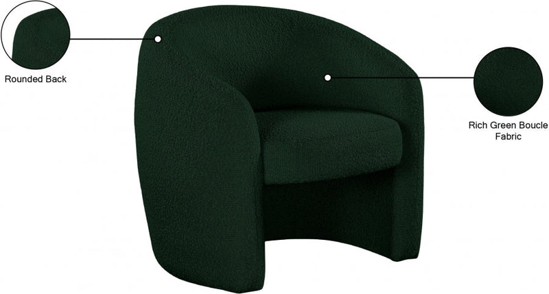 Acadia Boucle Fabric Upholstered Accent Chair in Green - 543Green